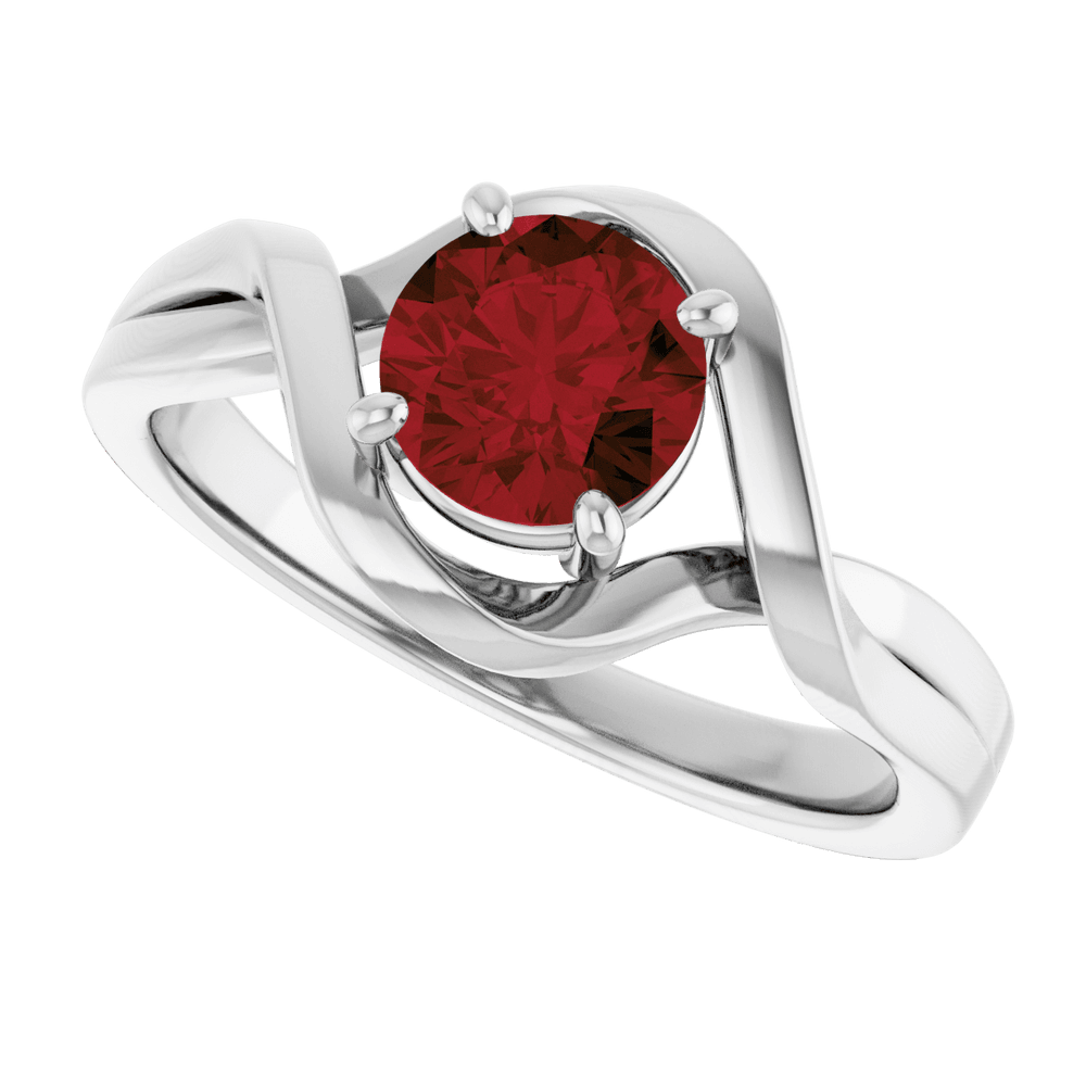 14K White Gold Natural Mozambique Garnet Ring
