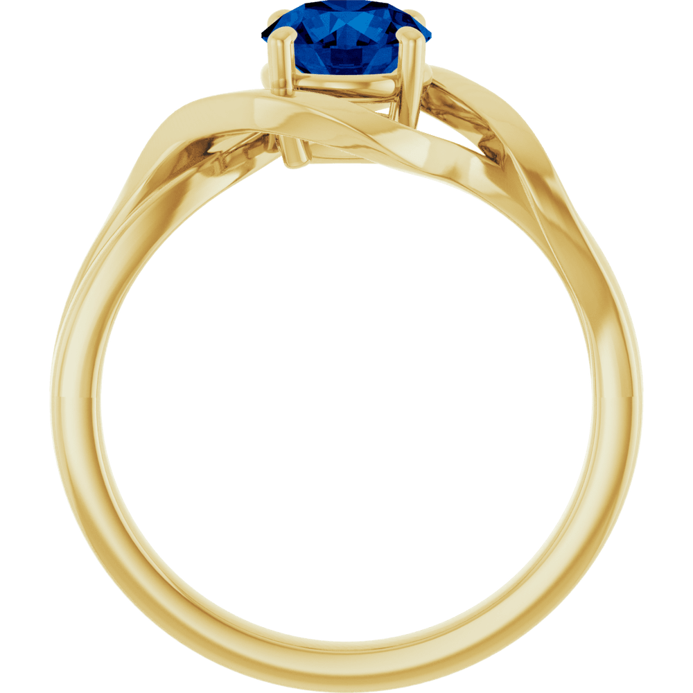14K Yellow Gold Lab-Grown Blue Sapphire Ring