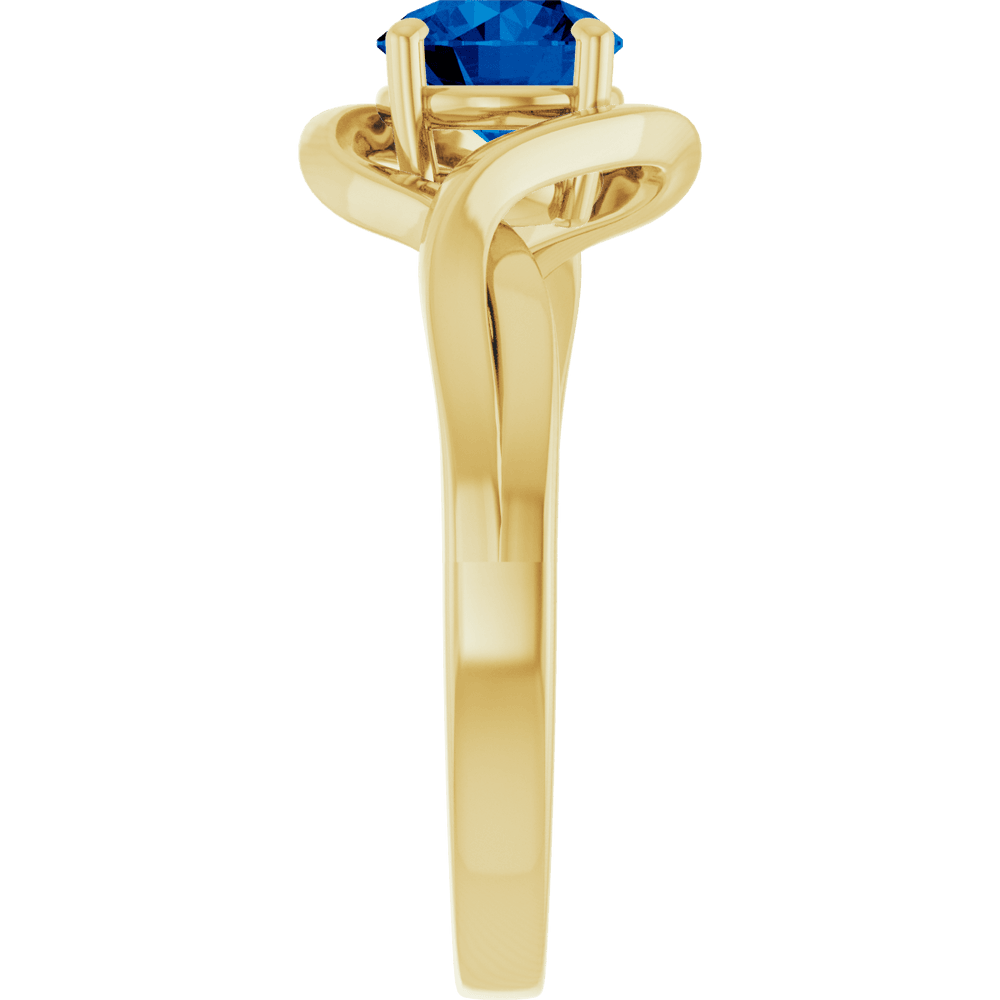 14K Yellow Gold Lab-Grown Blue Sapphire Ring