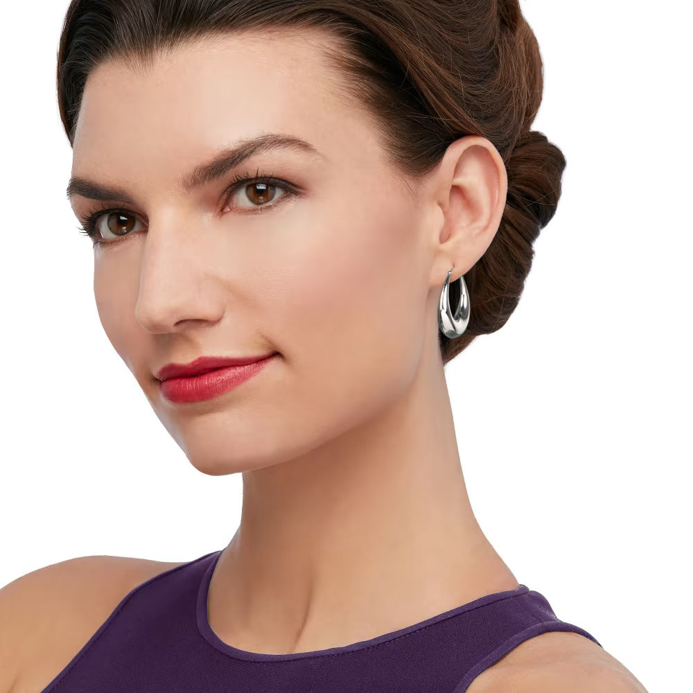 Sterling Silver Graduated Hoop Earrings. 1 14