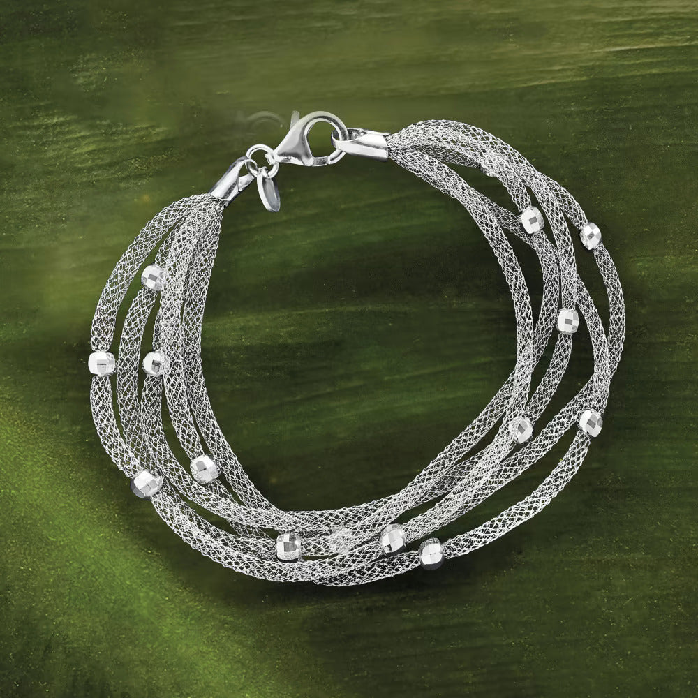 Italian Sterling Silver Multi-Strand Mesh Bracelet
