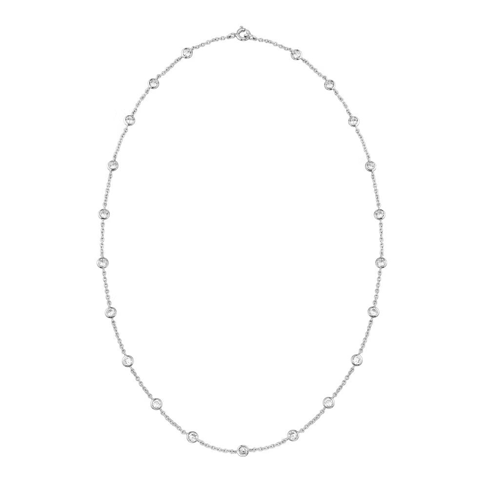 4.50 ct. t.w. Bezel-Set CZ Station Necklace in Sterling Silver