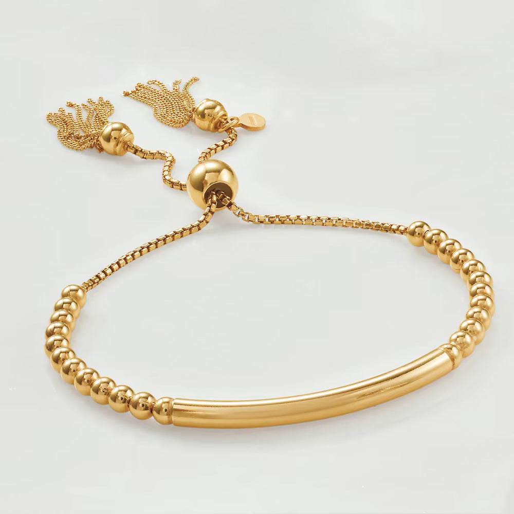 Italian 18kt Gold Over Sterling Bead Bolo Bracelet