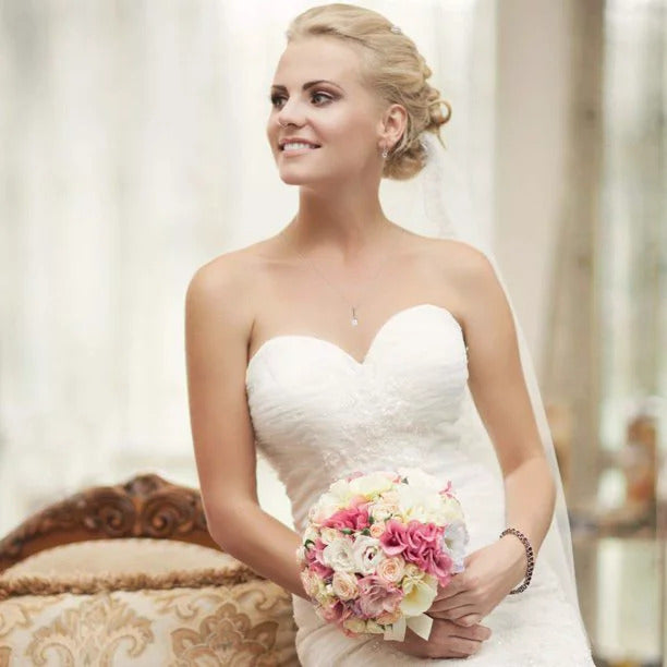 Gabrielle 18k White Gold Pearl Cluster Pendant Necklace Swarovski Crystals