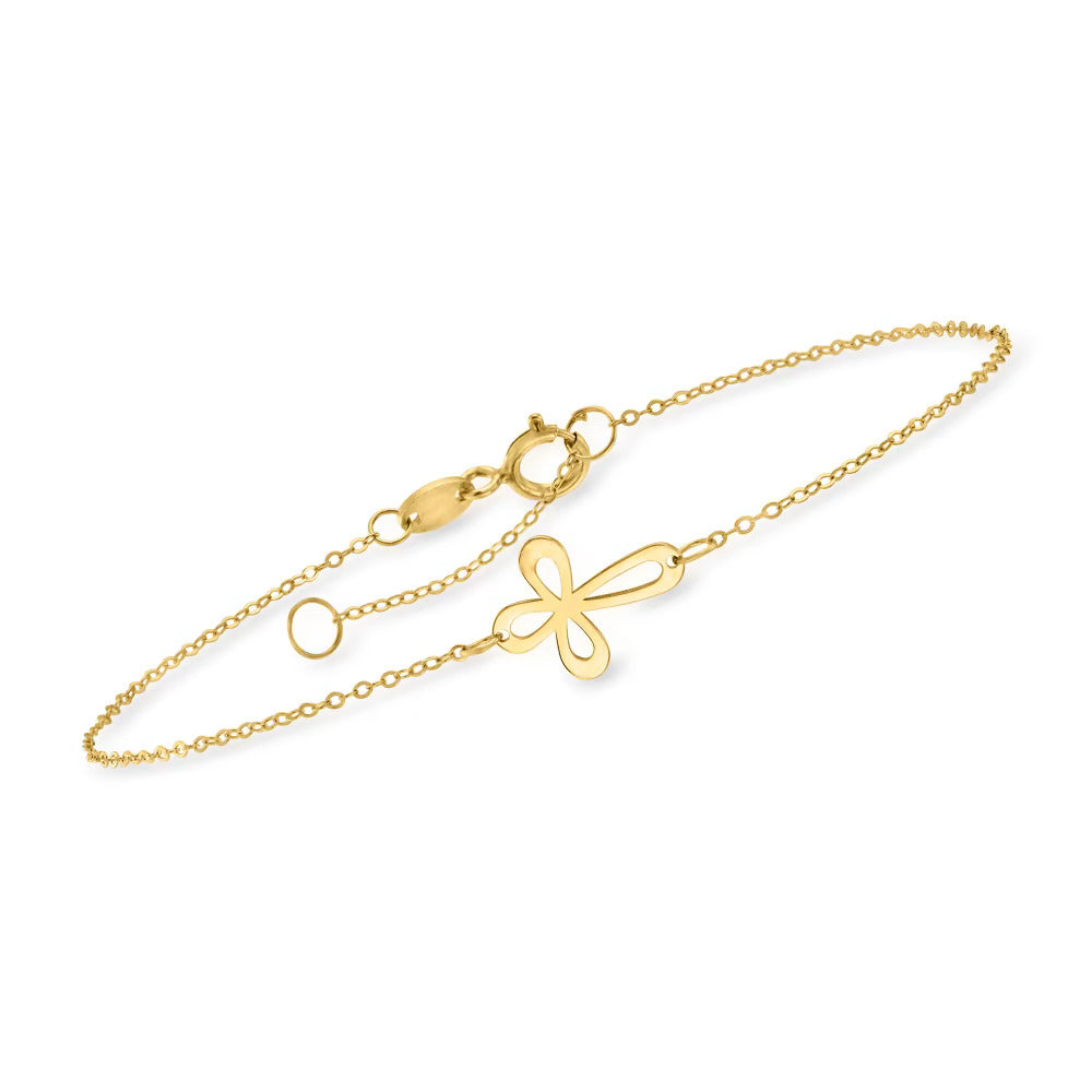 Italian 14kt Yellow Gold Looped Cross Bracelet