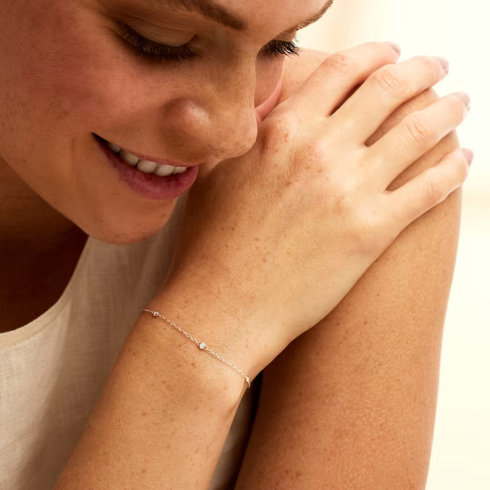 .10 ct. t.w. Bezel-Set Diamond Bracelet in Sterling Silver - Fine jewelry