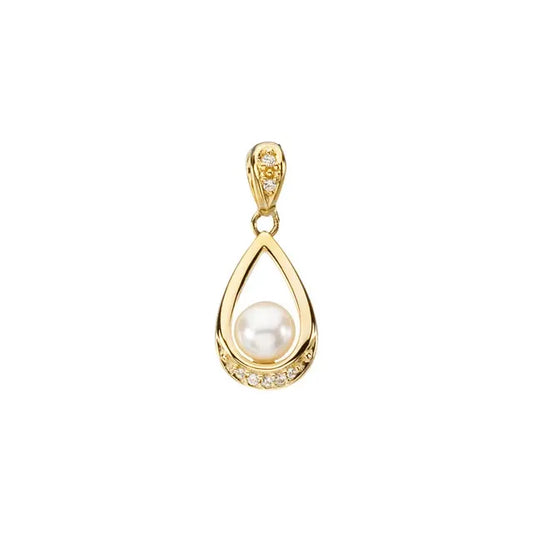 14K Yellow Accented Pendant Mounting for 6 mm Pearl