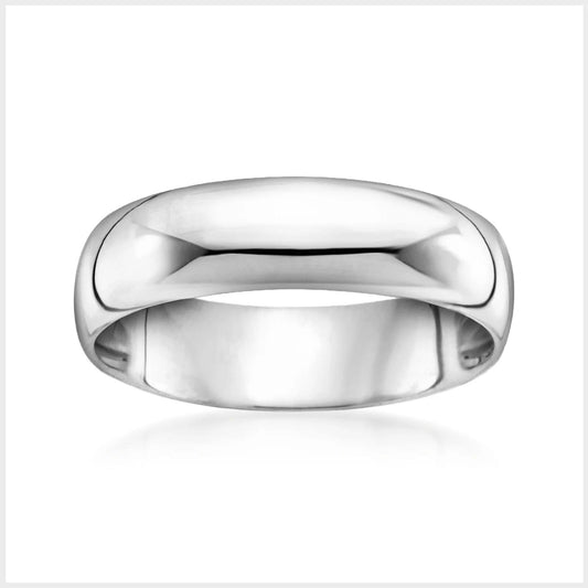 Classic Men's 6mm 14k White Gold Wedding Band