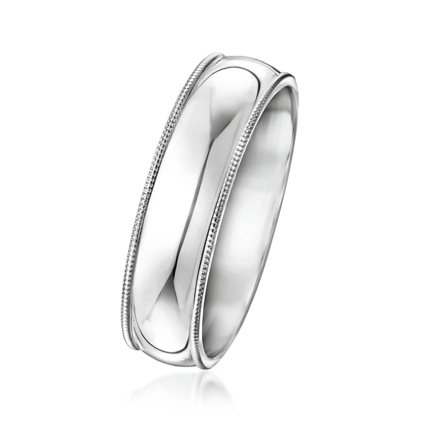 Milgrain Edge Men's 6mm 14k White Gold  Wedding Band