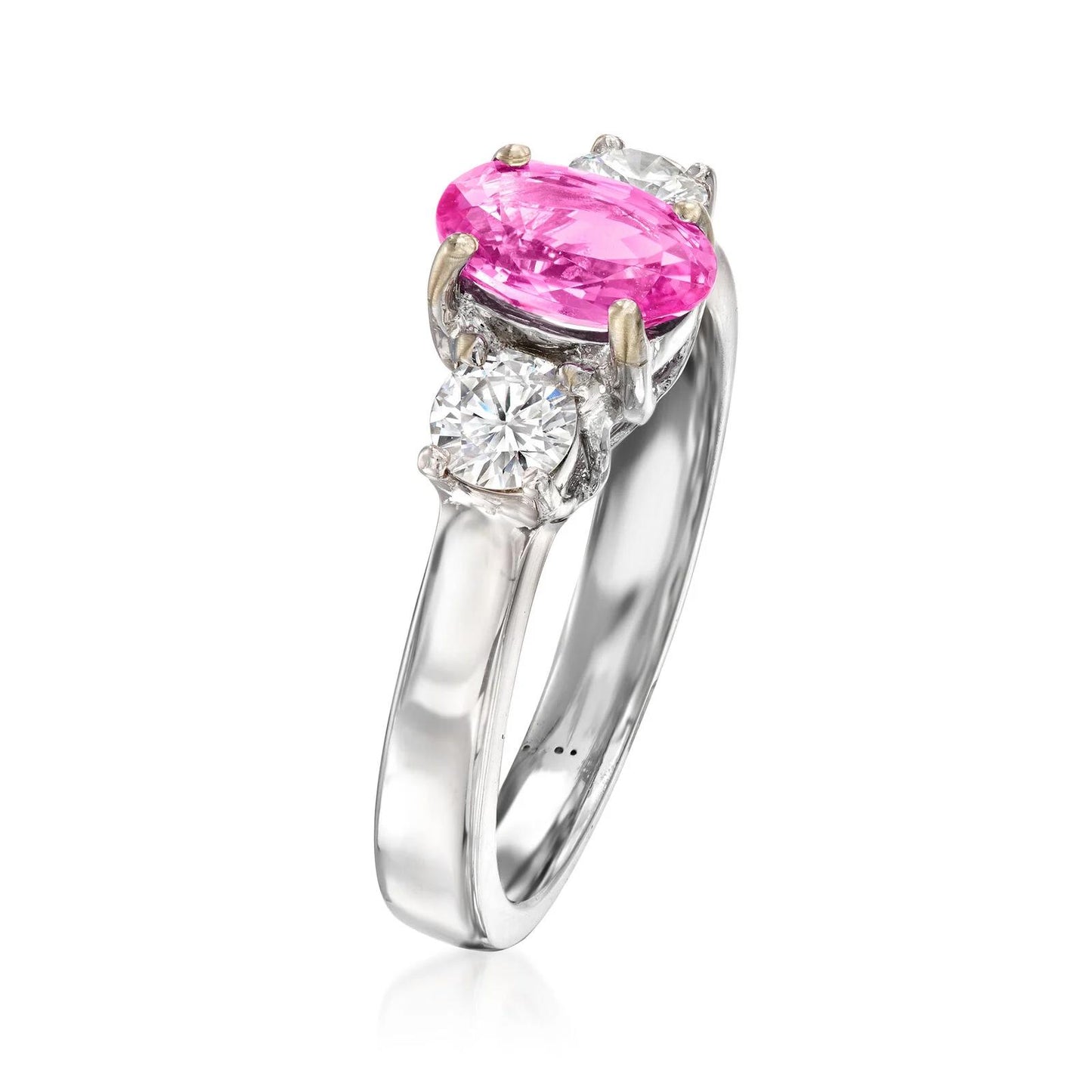 Vintage 1990 Pink Sapphire & Diamond Halo Ring in 14k White Gold – 0.95ct Pink Sapphire & 0.40ct Diamond