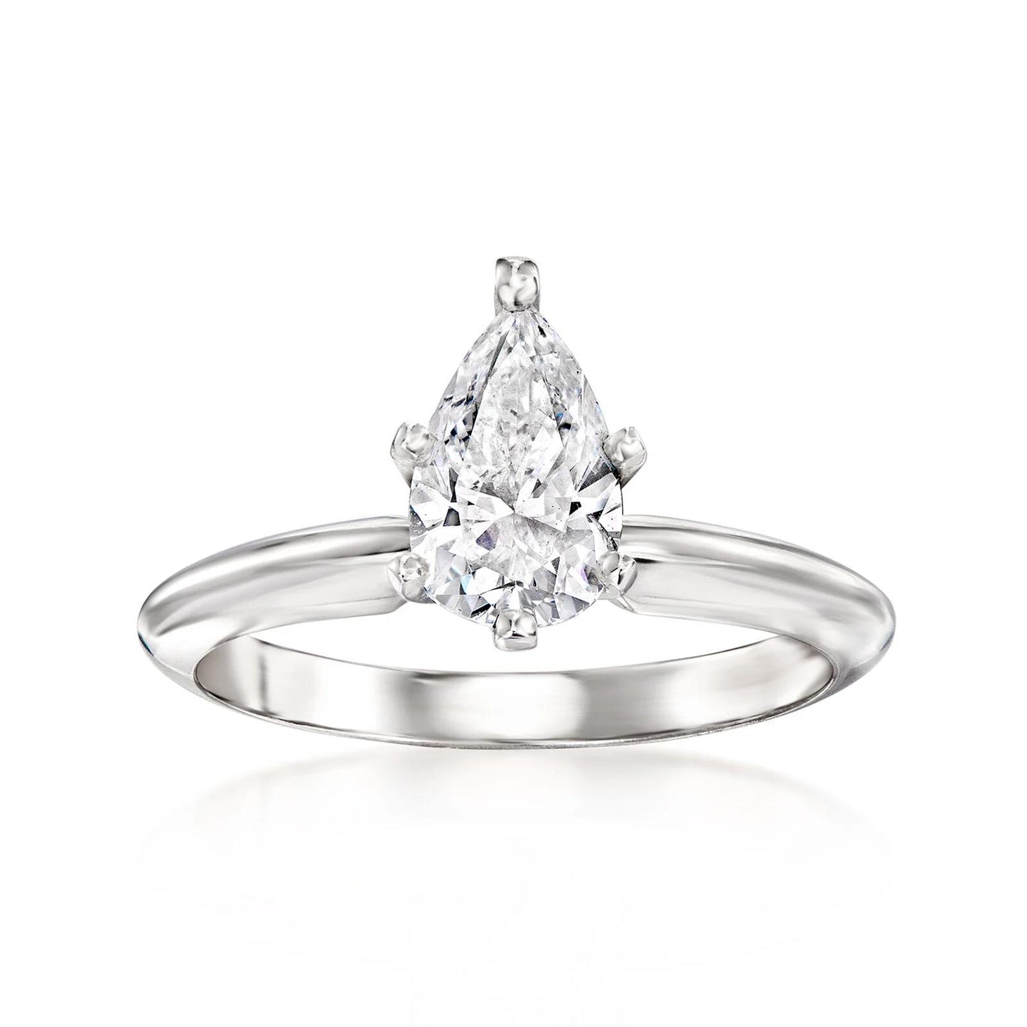 1.05 Carat Pear-Shaped Certified Diamond Solitaire Engagement Ring in 14k White Gold