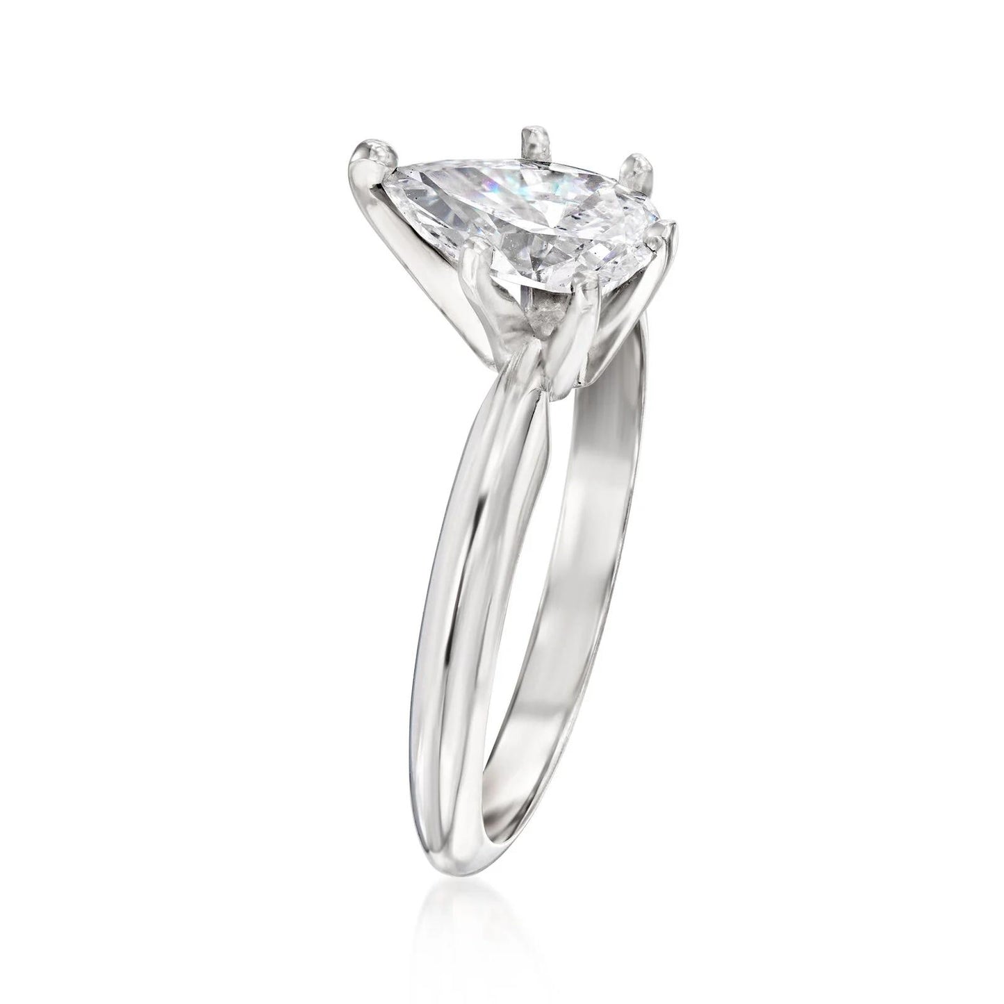 1.05 Carat Pear-Shaped Certified Diamond Solitaire Engagement Ring in 14k White Gold