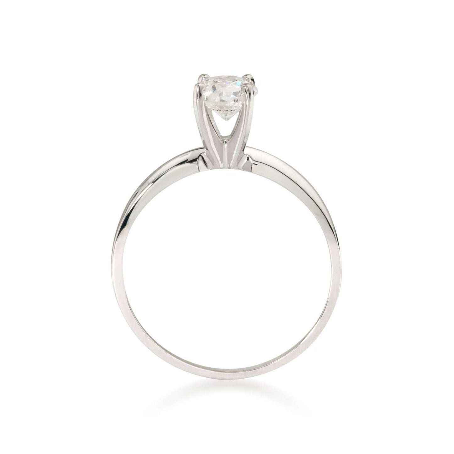 Classic 0.75 Carat Diamond Solitaire Engagement Ring in 14k White Gold