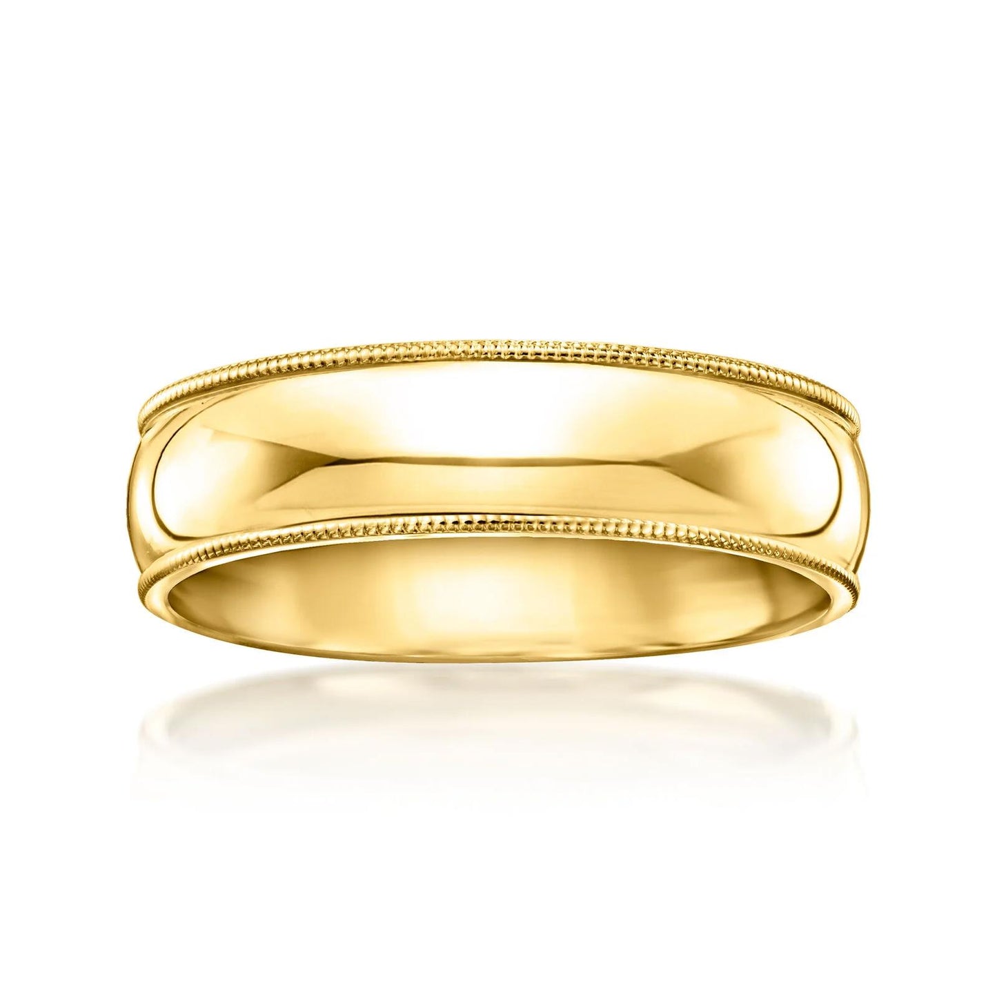 Milgrain Edge Men's 6mm 14k Yellow Gold  Wedding Band