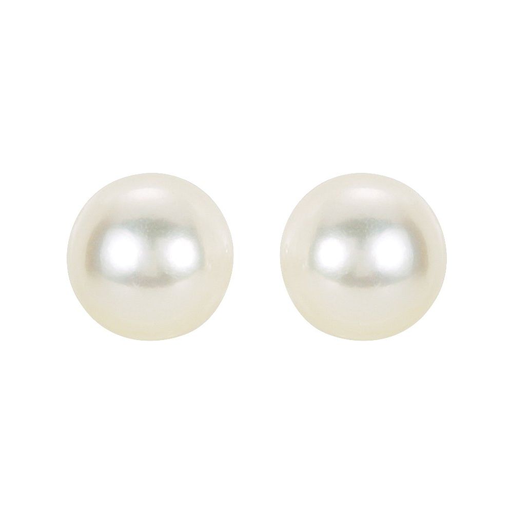 14K White 7 mm Cultured White Akoya Pearl Earrings