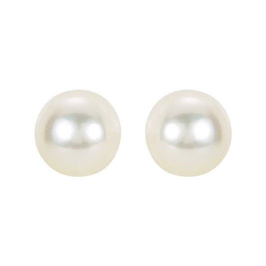 14K White 7 mm Cultured White Akoya Pearl Earrings