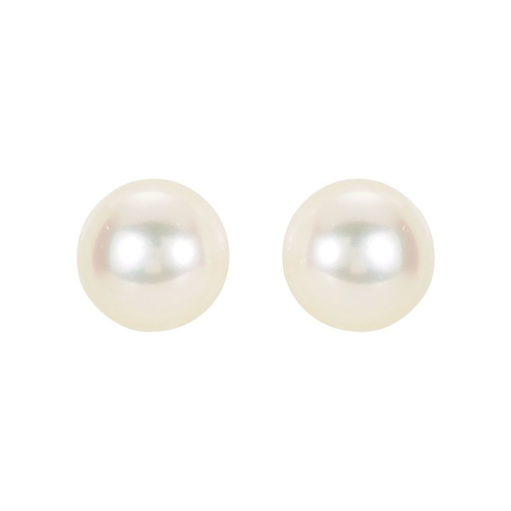 14K Yellow Panache® Cultured White Freshwater Pearl Stud Earrings