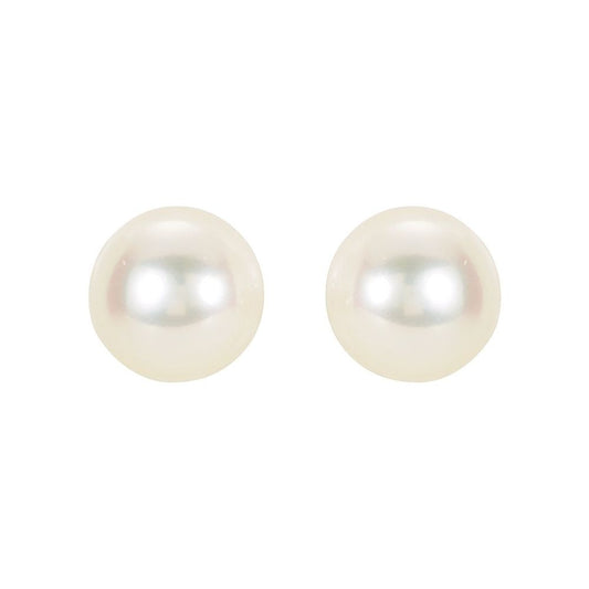 14K Yellow Panache® Cultured White Freshwater Pearl Stud Earrings