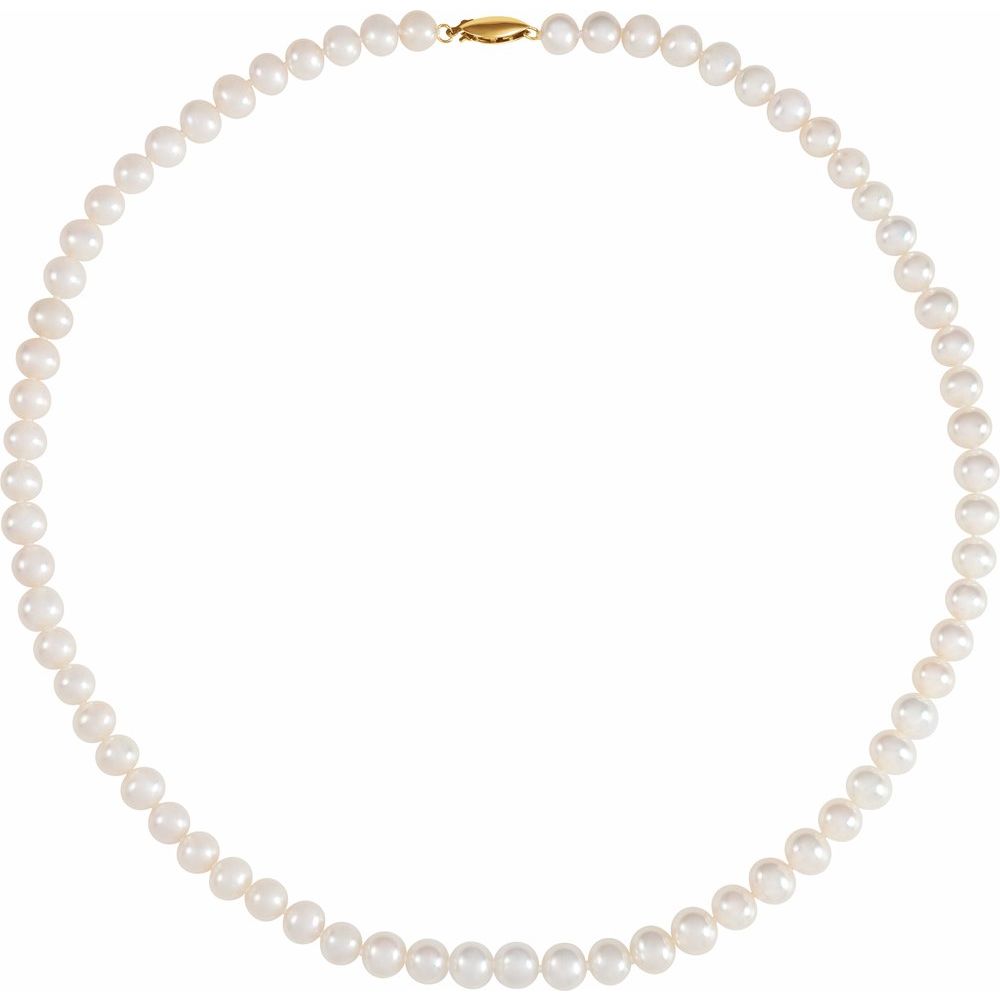 14K Yellow Pansche® Cultured White Freshwater Pearl 18" Necklace