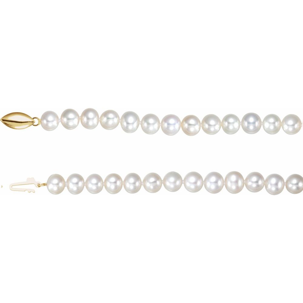 14K Yellow Pansche® Cultured White Freshwater Pearl 18" Necklace