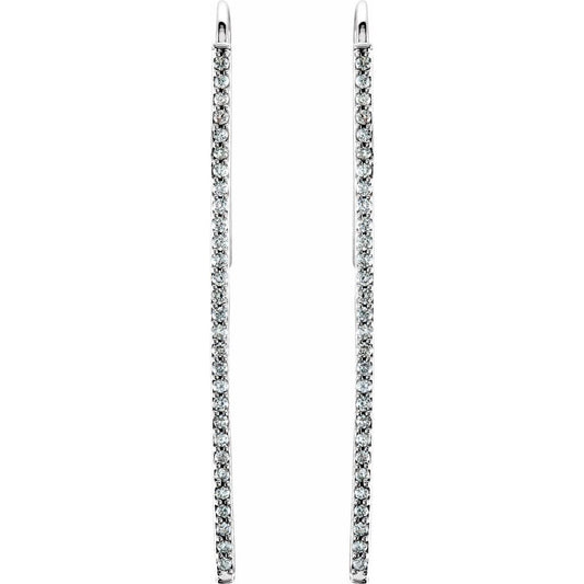 14K White 1/4 CTW Natural Diamond Vertical Bar Earrings