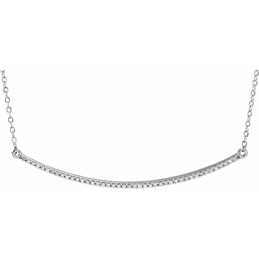 14K White 1/6 CTW Natural Diamond Bar 16-18" Necklace