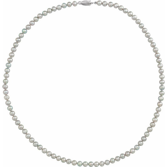 14K White Cultured Gray Freshwater Pearl 18" Necklace