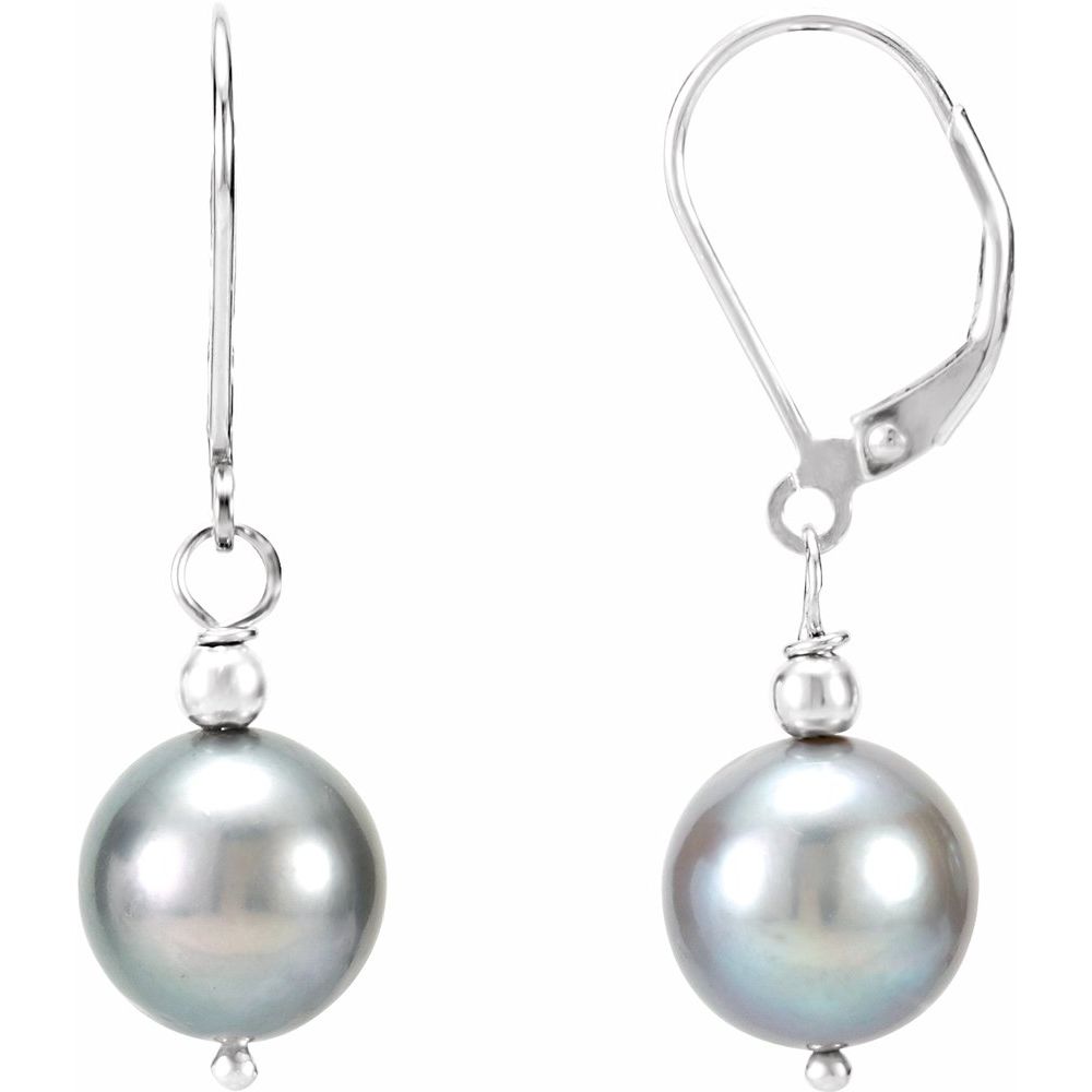 Sterling Silver Cultured Gray Freshwater Pearl Earrings