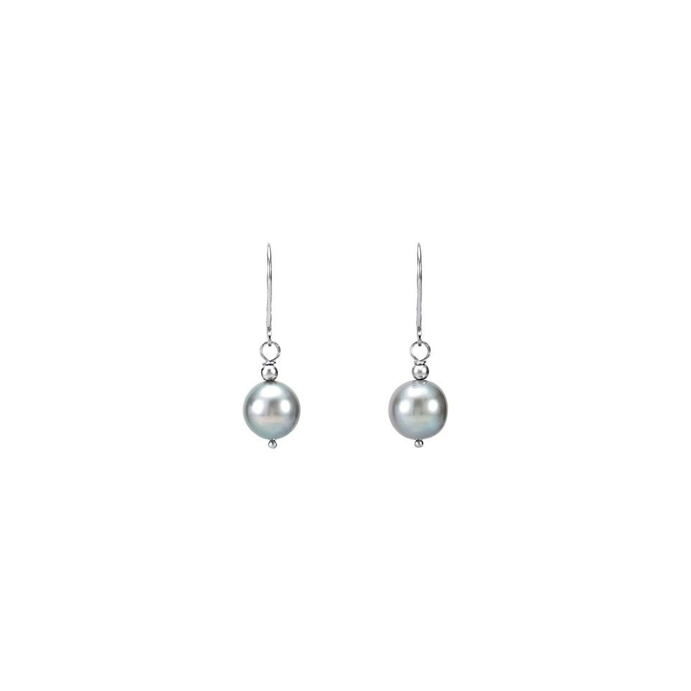 Sterling Silver Cultured Gray Freshwater Pearl Earrings