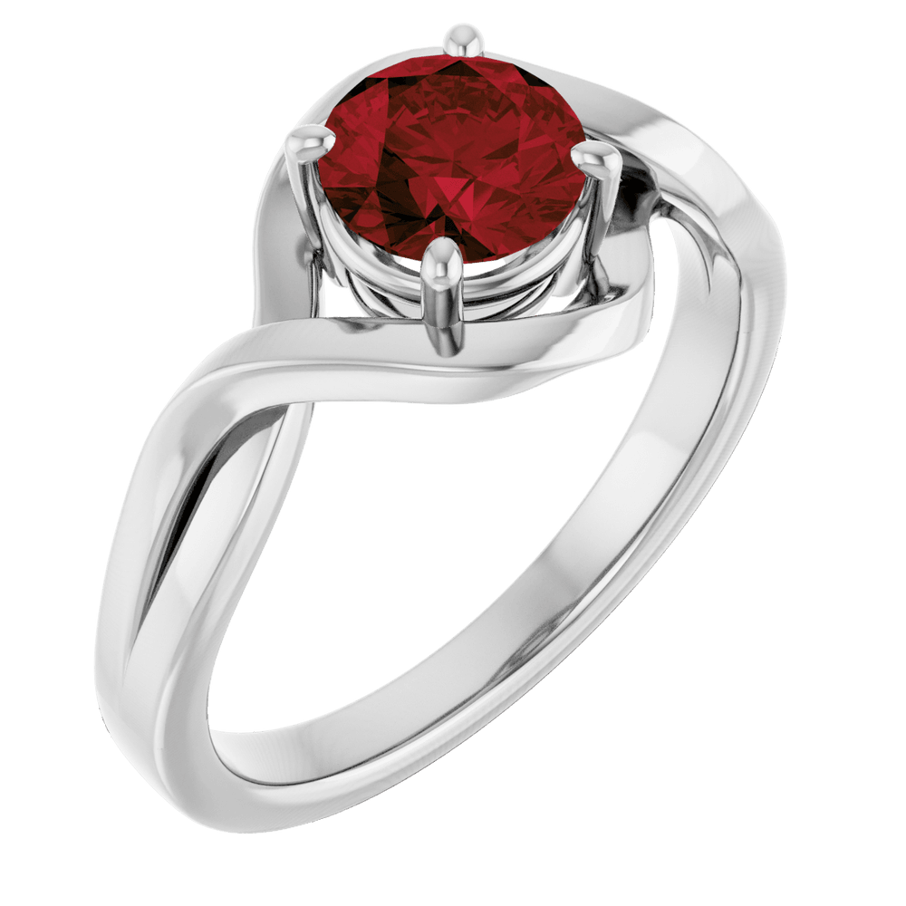 14K White Gold  Natural Mozambique Garnet Ring