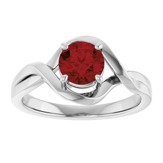 14K White Gold  Natural Mozambique Garnet Ring