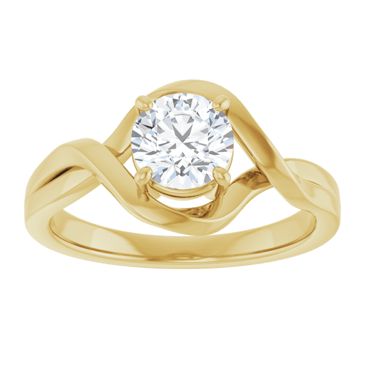 14K Yellow Gold Natural White Sapphire Ring