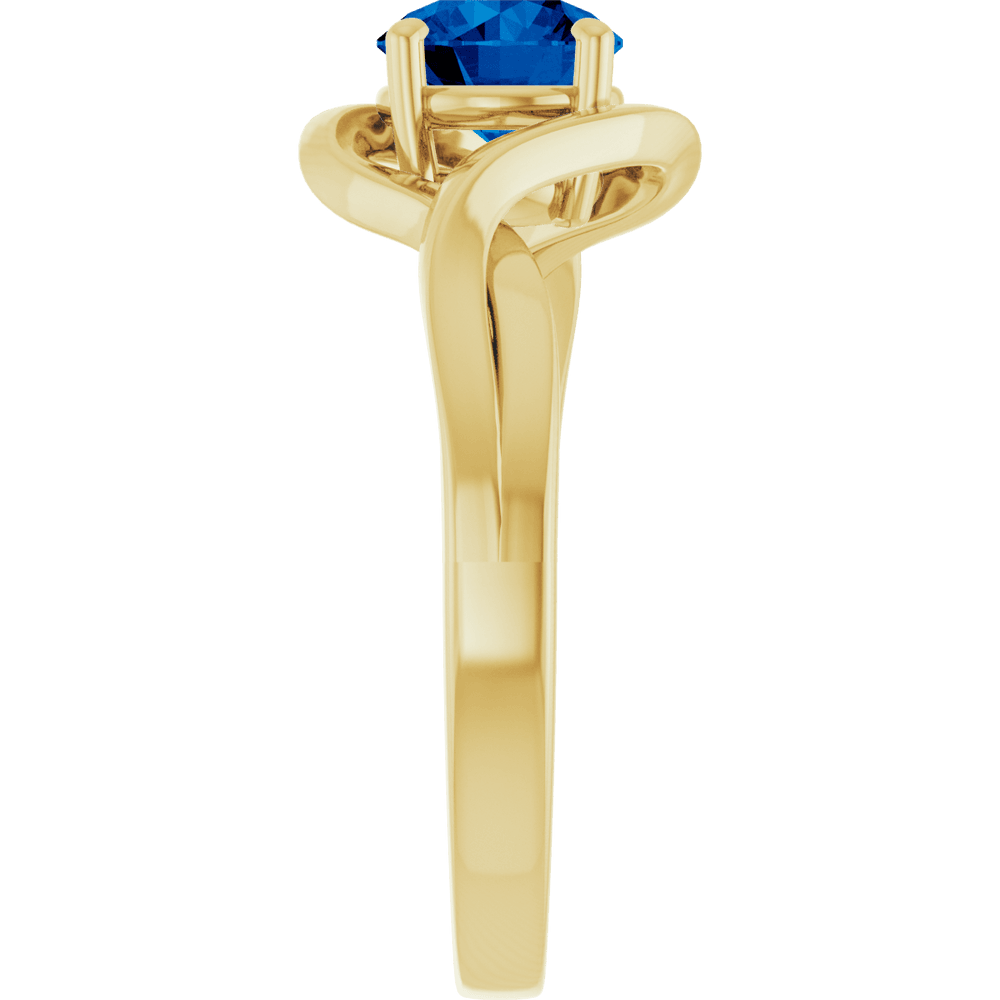 14K Yellow	 Gold Lab-Grown Blue Sapphire Ring