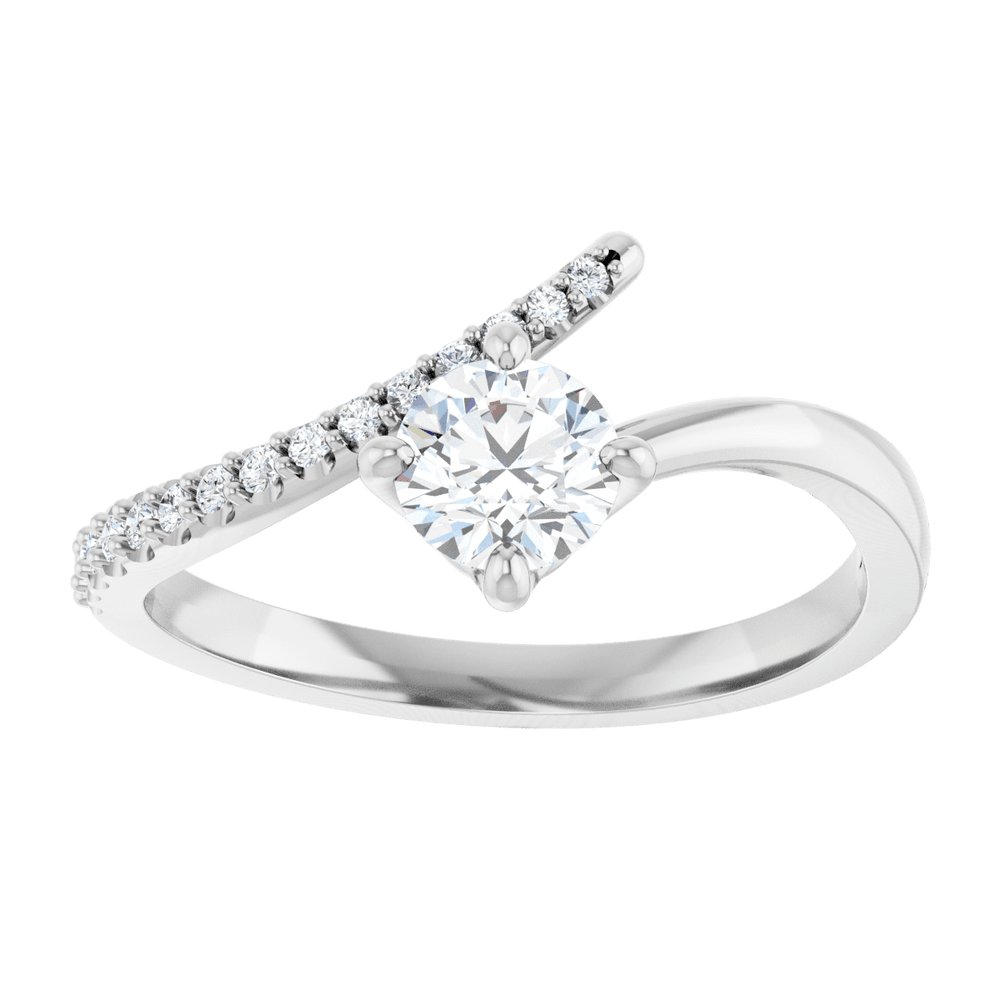 14K White Gold 1/2 CTW Natural Diamond Bypass Ring