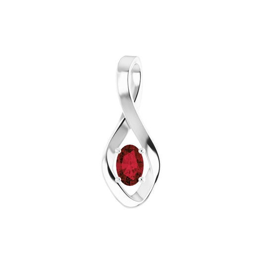 14K White 6x4 mm Oval Natural Mozambique Garnet Pendant