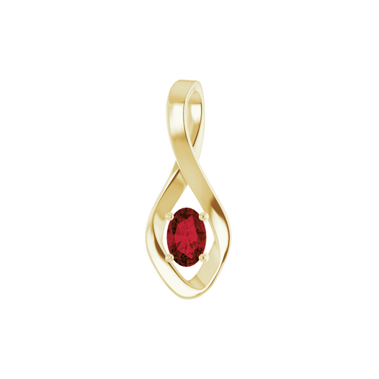 14K Yellow 6x4 mm Oval Natural Mozambique Garnet Pendant