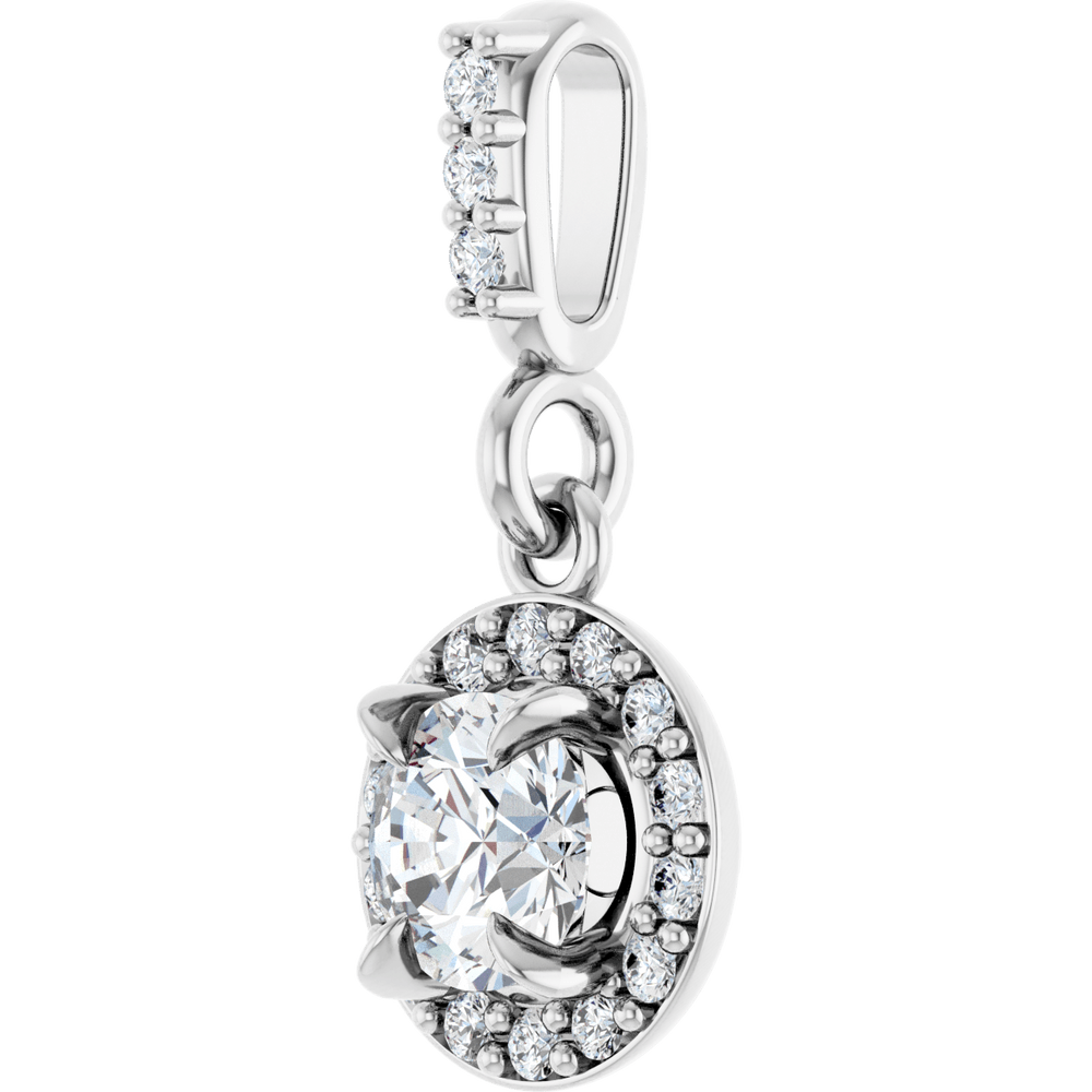 14K White 1/3 CTW Natural Diamond Halo-Style Pendant