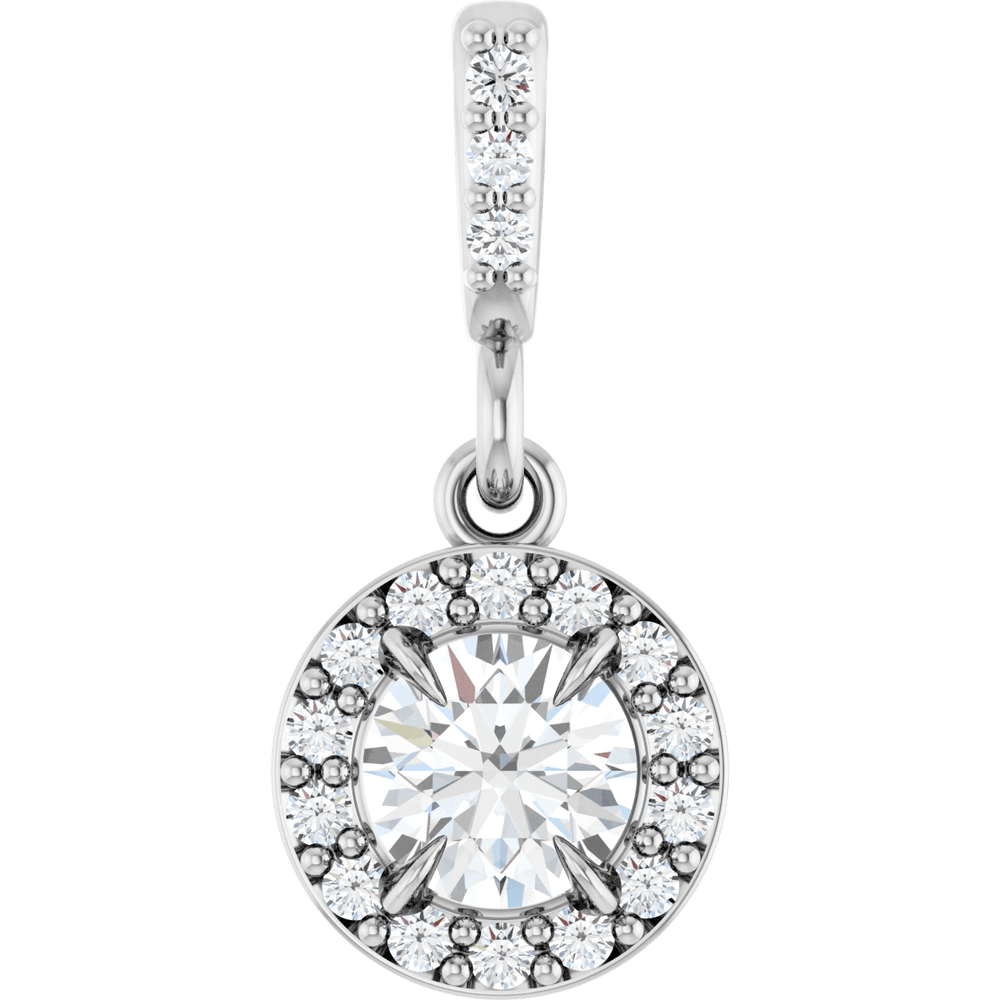 14K White 1/3 CTW Natural Diamond Halo-Style Pendant