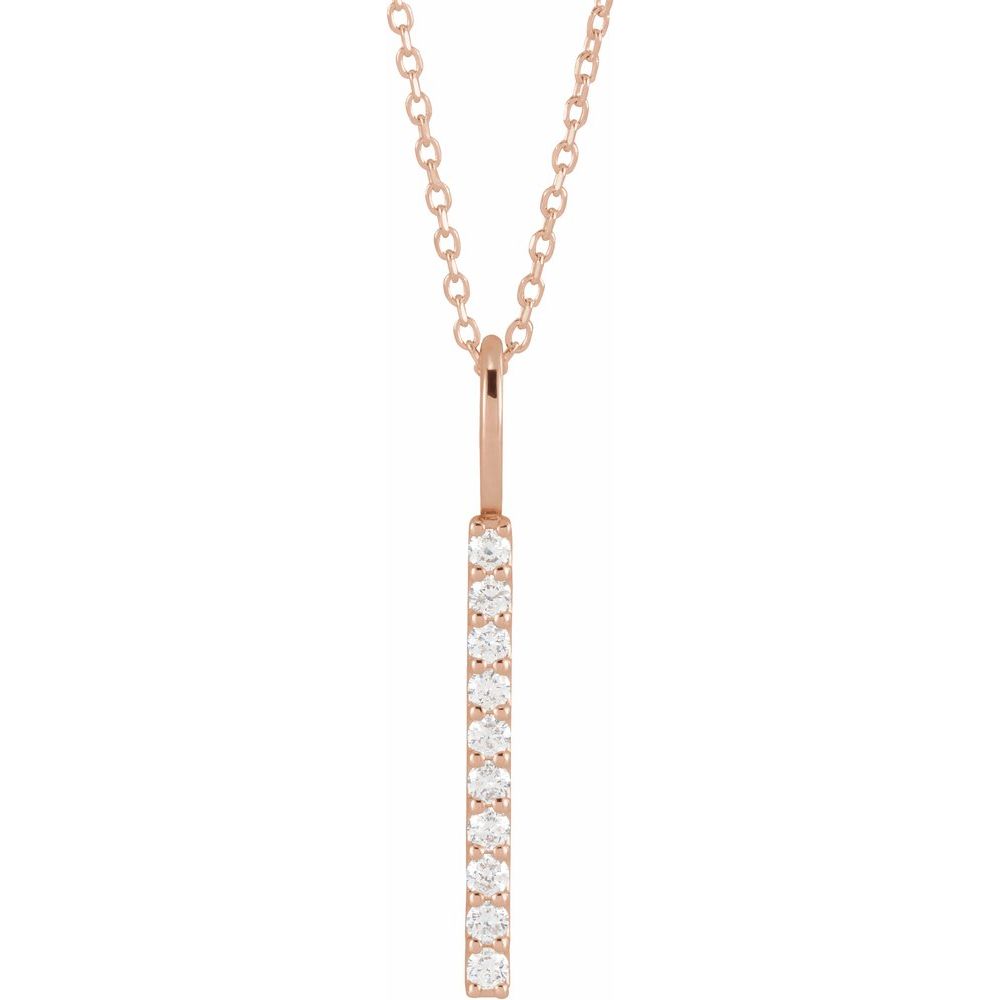 14K White 1/6 CTW Natural Diamond Vertical Bar 16-18" Necklace