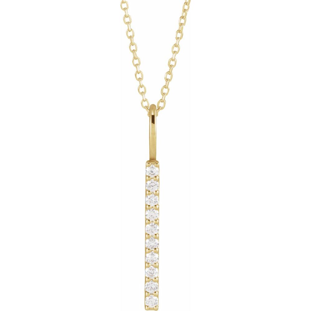 14K White 1/6 CTW Natural Diamond Vertical Bar 16-18" Necklace