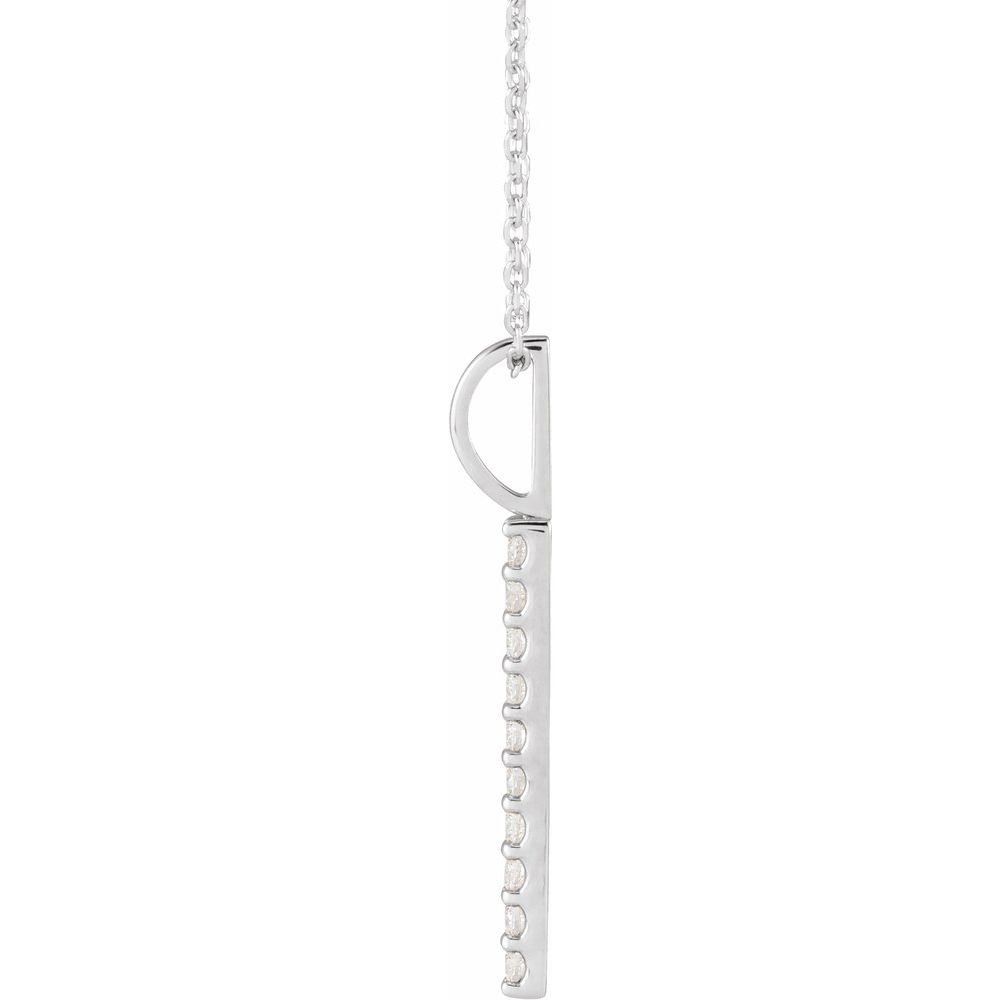 14K White 1/6 CTW Natural Diamond Vertical Bar 16-18" Necklace