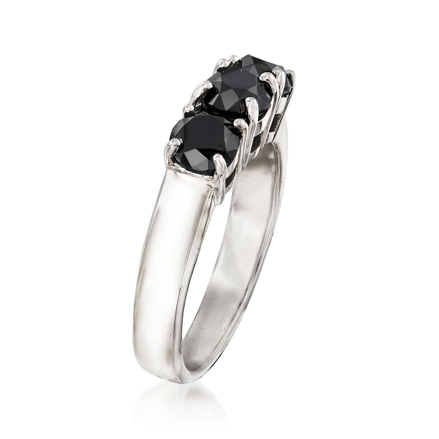 2.00 Carat Black Diamond Three-Stone Ring in Sterling Silver