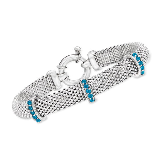 .60 ct. t.w. London Blue Topaz Popcorn-Chain Bracelet in Sterling Silver - Statement jewelry