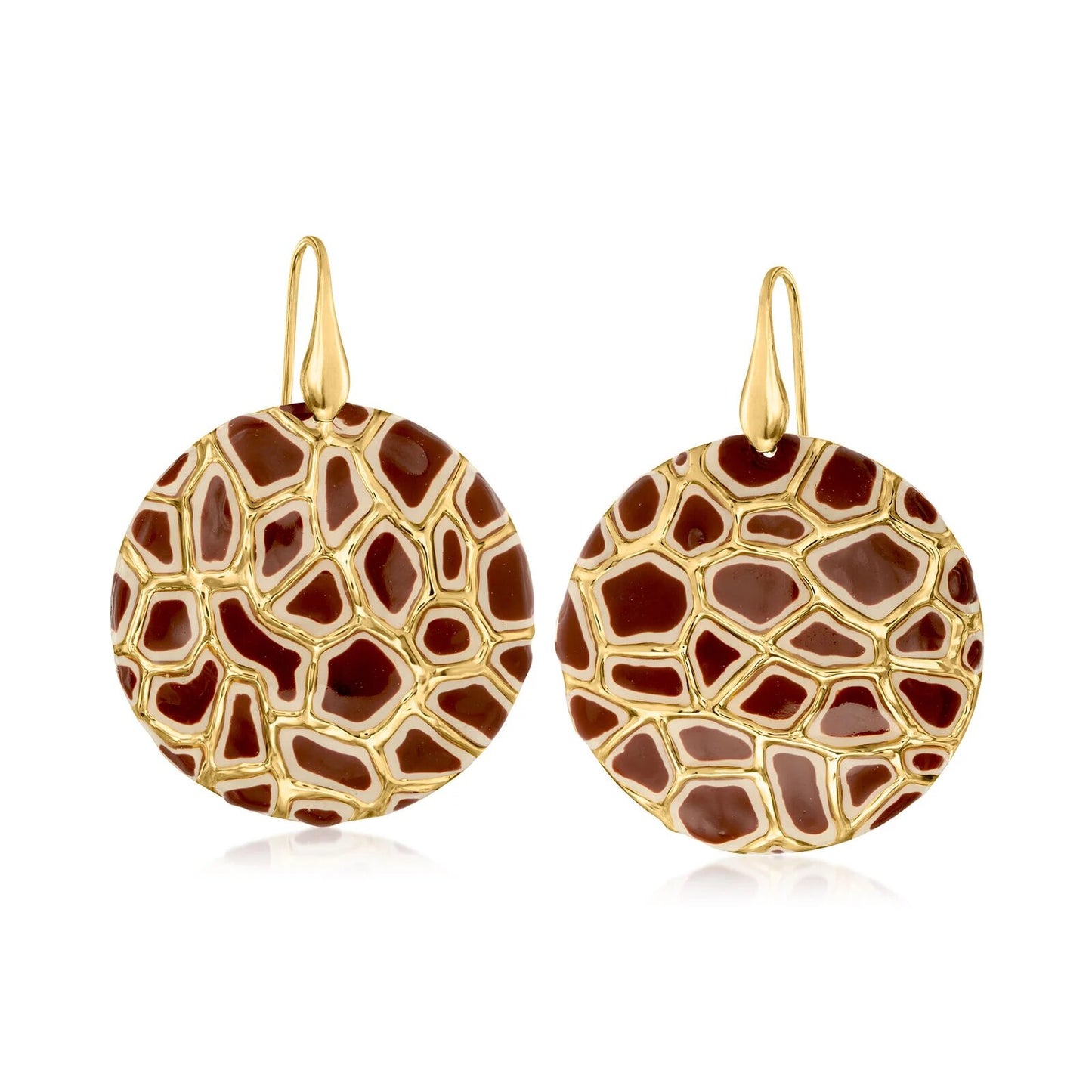 Italian Giraffe-Print Enamel Drop Earrings – Crafted in Italy