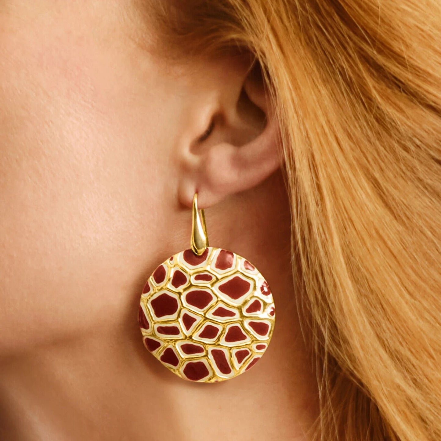 Italian Giraffe-Print Enamel Drop Earrings – Crafted in Italy