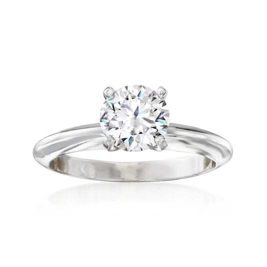 Radiant 1.12 Carat Diamond Solitaire Engagement Ring in 14k White Gold