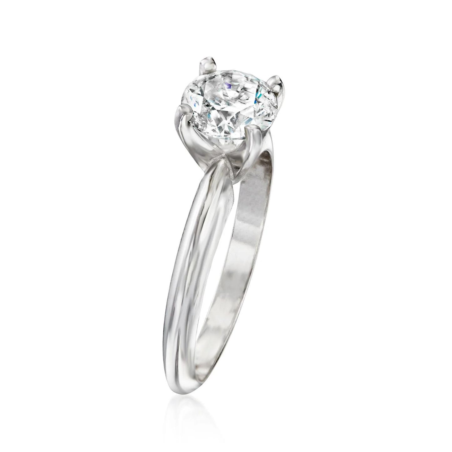 Radiant 1.12 Carat Diamond Solitaire Engagement Ring in 14k White Gold