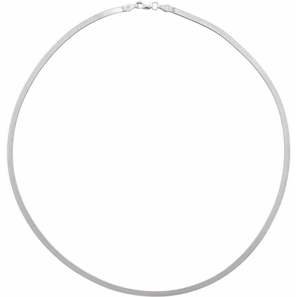 14K White 2.8 mm Flexible Herringbone 18" Chain