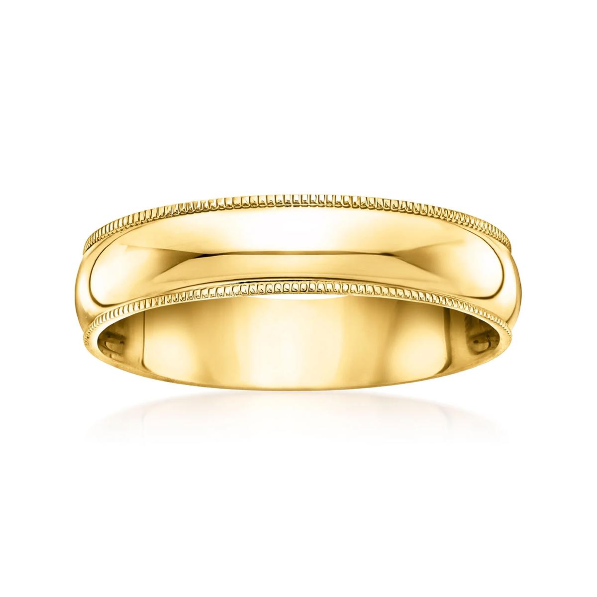 Milgrain Edge Men's 5mm 14k Yellow Gold  Wedding Band