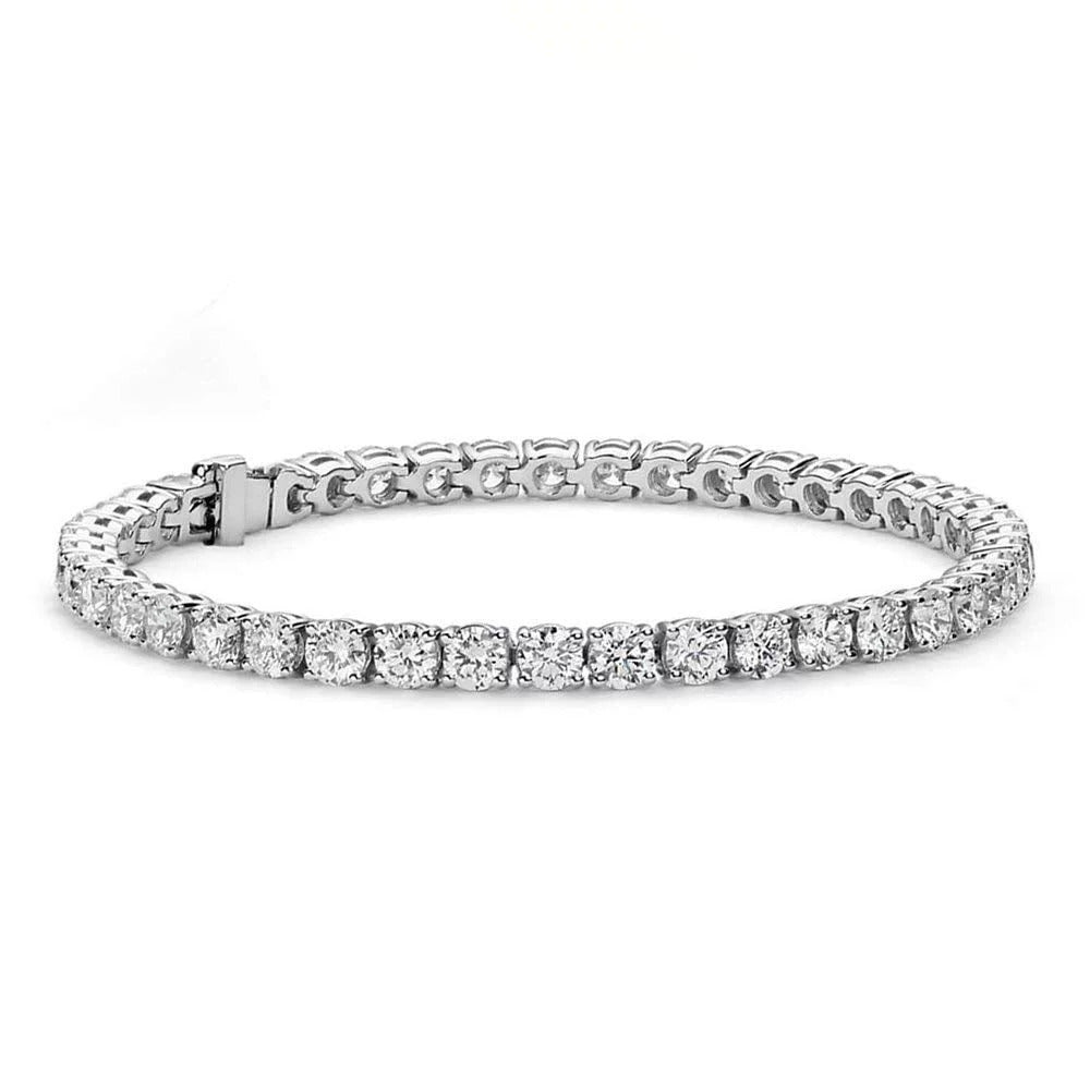 Livia 18k White Gold -Plated Tennis Bracelet with Cubic Zirconia Crystals - 7.5" Sparkling Stone Wrist Wrap
